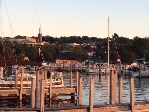 Looking back at Petoskey from the shore of Lake Michigan.